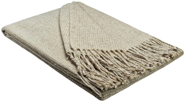 Plaid & Decke aus Polyester und Acryl "Palmera-R" beige-weiß