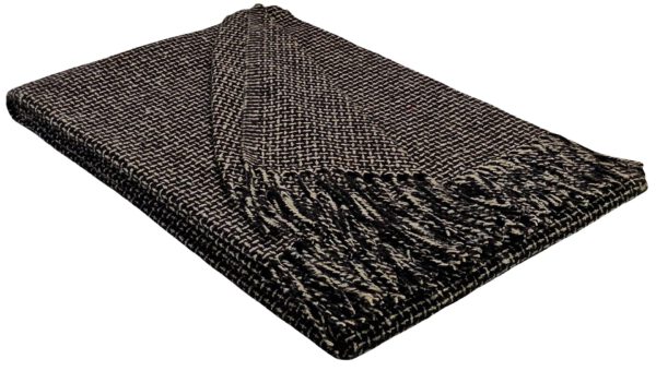 Plaid & Decke aus Polyester und Acryl "Palmera-R" dunkelbraun-beige