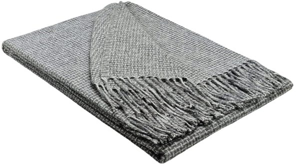 Plaid & Decke aus Polyester und Acryl "Palmera-R" hellgrau-weiß