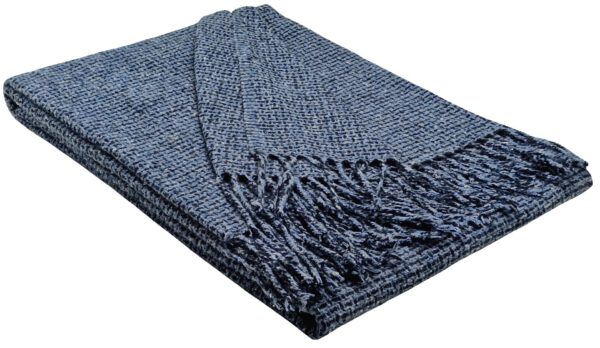 Plaid & Decke aus Polyester und Acryl "Palmera-R" blau-dunkelblau