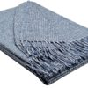 Plaid & Decke aus Polyester und Acryl "Palmera-R" hellblau-weiß