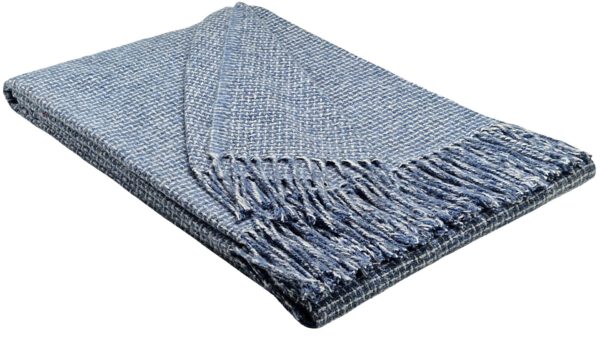 Plaid & Decke aus Polyester und Acryl "Palmera-R" hellblau-weiß