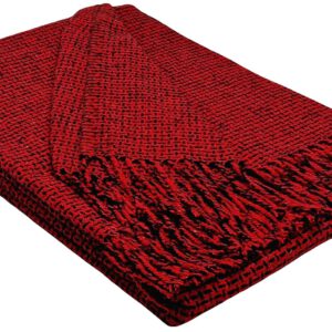 Plaid & Decke aus Polyester und Acryl "Palmera-R" rot-schwarz