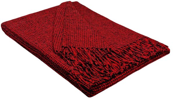 Plaid & Decke aus Polyester und Acryl "Palmera-R" rot-schwarz