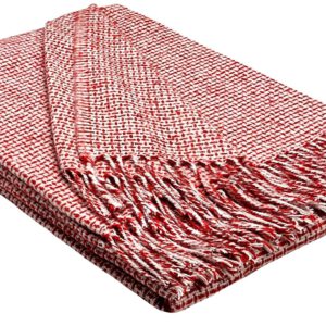 Plaid & Decke aus Polyester und Acryl "Palmera-R" rot-weiß