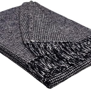 Plaid & Decke aus Polyester und Acryl "Palmera-R" schwarz-weiß