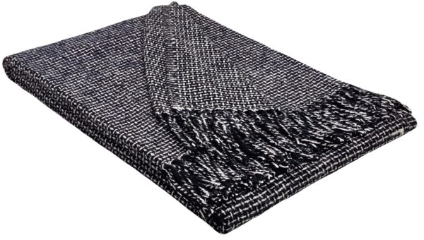 Plaid & Decke aus Polyester und Acryl "Palmera-R" schwarz-weiß