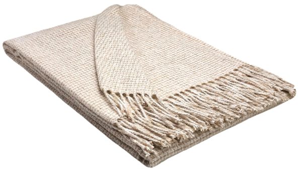Plaid & Decke aus Polyester und Acryl "Palmera-R" weiß-beige