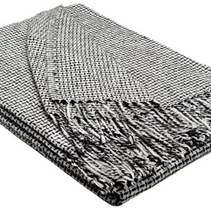 Plaid & Decke aus Polyester und Acryl "Palmera-R" weiß-dunkelbraun