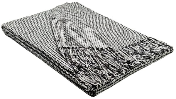 Plaid & Decke aus Polyester und Acryl "Palmera-R" weiß-dunkelbraun