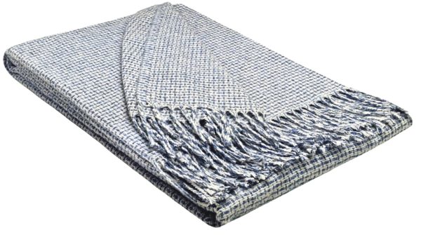 Plaid & Decke aus Polyester und Acryl "Palmera-R" weiß-hellblau