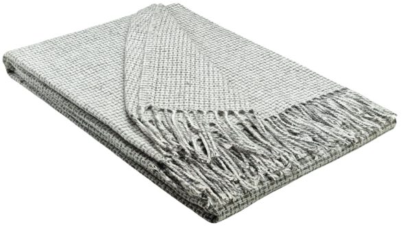 Plaid & Decke aus Polyester und Acryl "Palmera-R" weiß-hellgrau