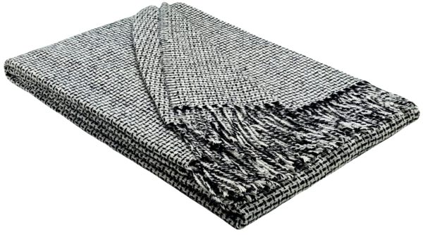 Plaid & Decke aus Polyester und Acryl "Palmera-R" weiß-schwarz