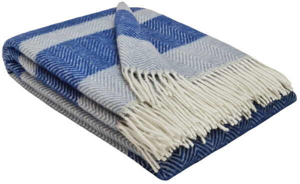 Wollplaid & Wolldecke "Tirol-M" blau-hellblau