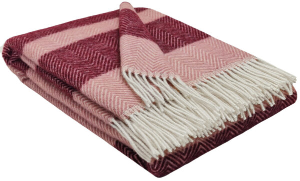 Wollplaid & Wolldecke "Tirol-M" rosa-dunkelrot