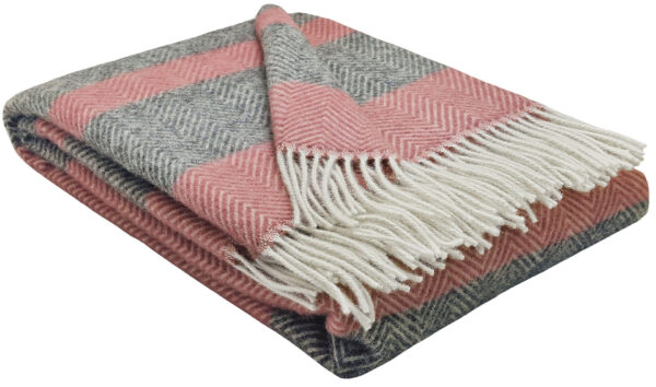 Wollplaid & Wolldecke "Tirol-M" rosa-grau