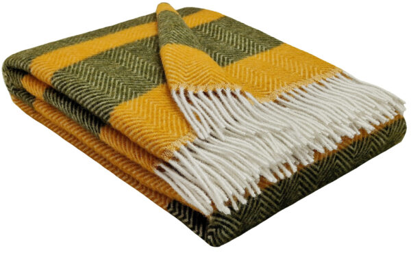 Wollplaid & Wolldecke "Tirol-M" senf-olive