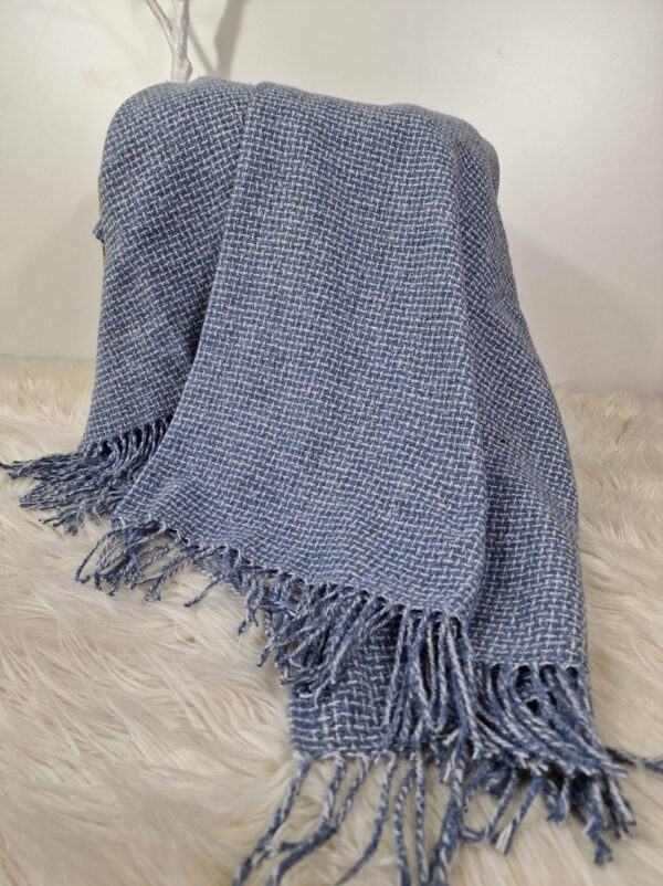 Plaid & Decke aus Polyester und Acryl "Palmera-R" hellblau-weiß – Bild 3