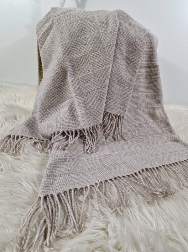 Plaid & Decke aus Polyester und Acryl "Palmera-P" beige-weiß – Bild 3