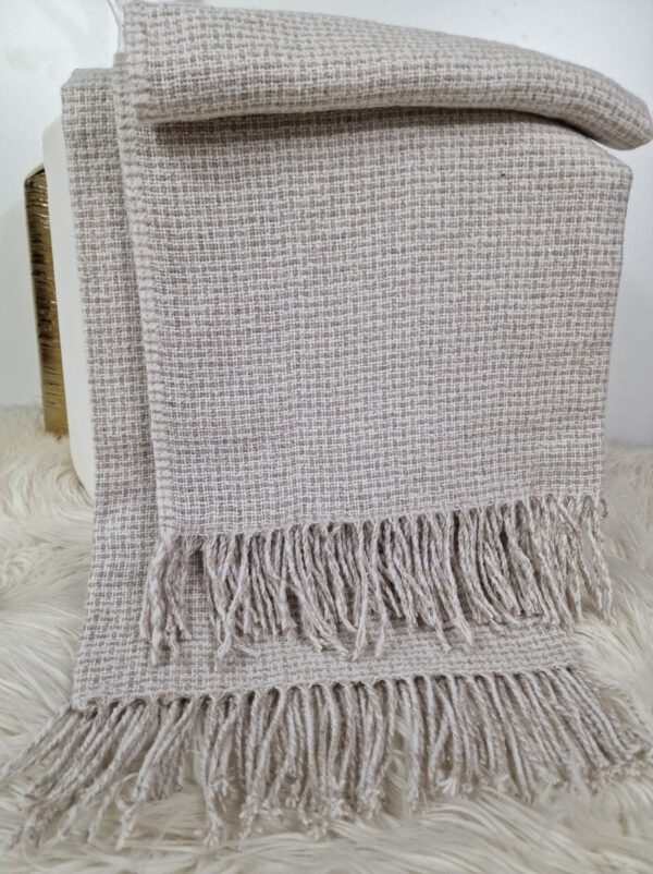 Plaid & Decke aus Polyester und Acryl "Palmera-R" weiß-beige – Bild 2