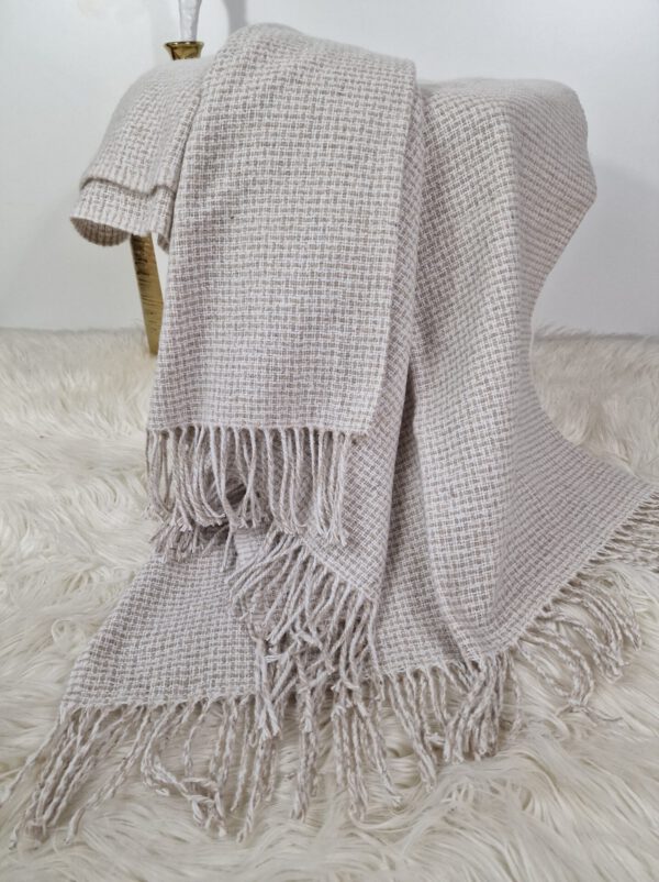 Plaid & Decke aus Polyester und Acryl "Palmera-R" weiß-beige – Bild 3