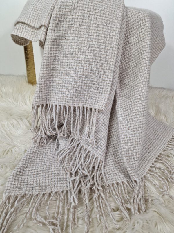 Plaid & Decke aus Polyester und Acryl "Palmera-R" weiß-beige – Bild 4