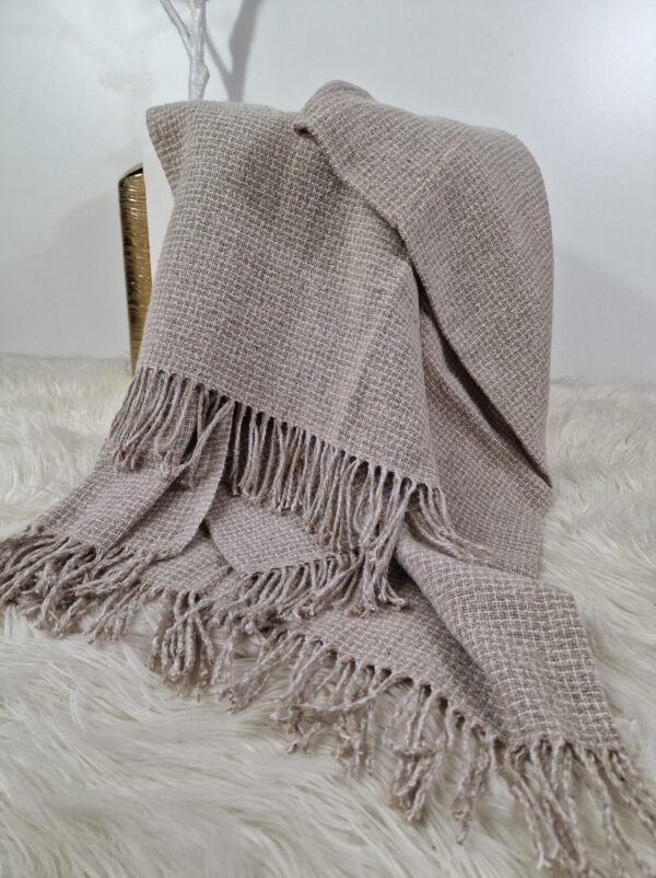 Plaid & Decke aus Polyester und Acryl "Palmera-R" beige-weiß – Bild 3