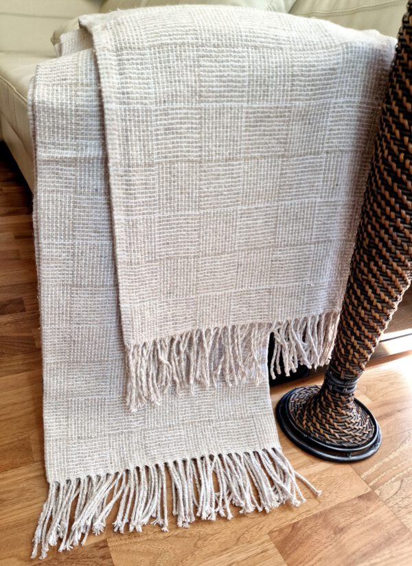Plaid & Decke aus Polyester und Acryl "Palmera-P" beige-weiß – Bild 2