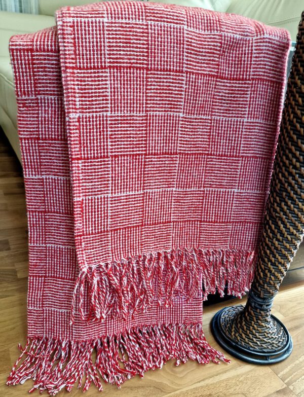 Plaid & Decke aus Polyester und Acryl "Palmera-P" rot-weiß – Bild 2