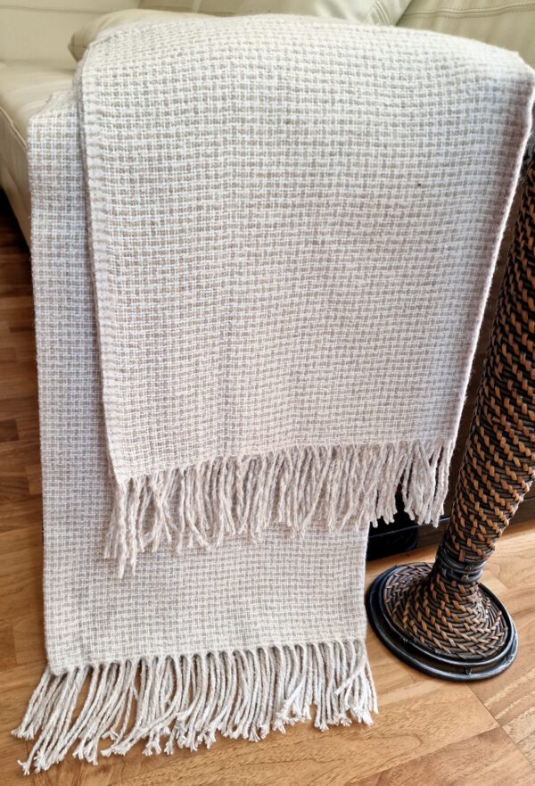 Plaid & Decke aus Polyester und Acryl "Palmera-R" weiß-beige – Bild 2