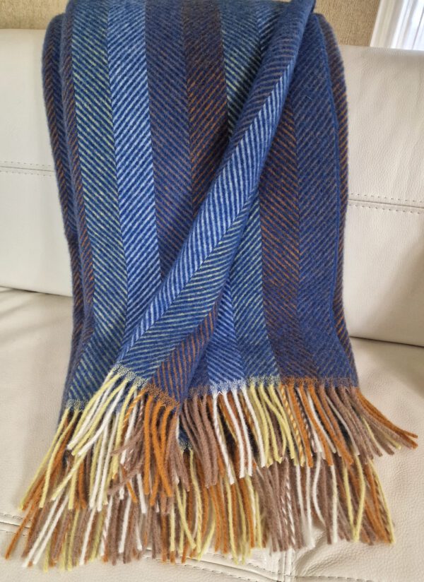 Wollplaid & Wolldecke "Tirol-M" blau-mehrfarbig – Bild 2