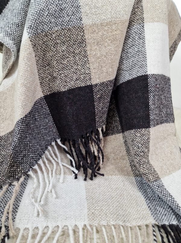 Plaid & Decke aus Polyester und Acryl "Palmera-Karo" weiß-beige-braun – Bild 4