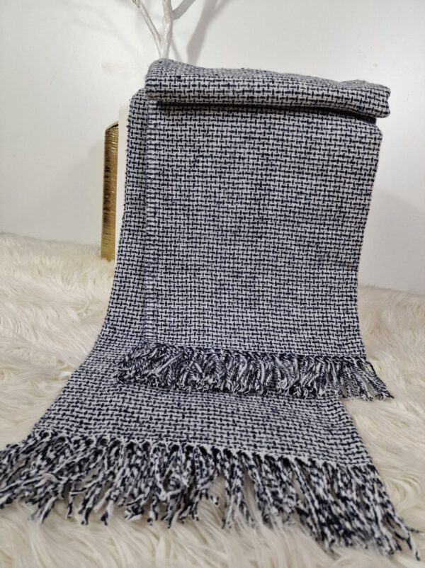 Plaid & Decke aus Polyester und Acryl "Palmera-R" weiß-dunkelblau – Bild 2