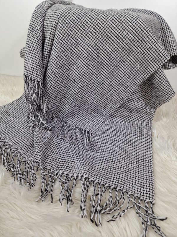 Plaid & Decke aus Polyester und Acryl "Palmera-R" weiß-dunkelbraun – Bild 3