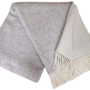 Wolldecke & Wollplaid, 90 % Merinowolle,10% Kaschmir "Faro-270 DF" weiß-hellgrau