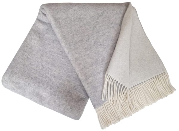 Wolldecke & Wollplaid, 90 % Merinowolle,10% Kaschmir "Faro-270 DF" weiß-hellgrau