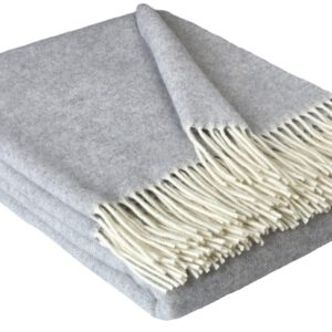 Wolldecke & Wollplaid, 90 % Merinowolle,10% Kaschmir "Faro C" hellgrau