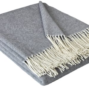 Wolldecke & Wollplaid, 90 % Merinowolle,10% Kaschmir "Faro C" grau