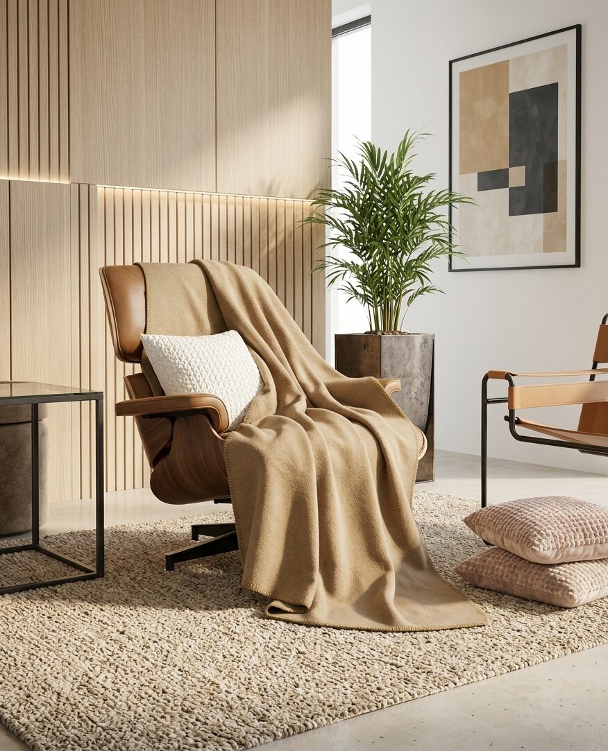 Wollplaid & Wolldecke "Selva U" beige – Bild 6