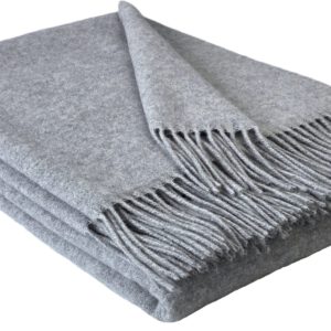 Wolldecke & Wollplaid, 90 % Merinowolle,10% Kaschmir "Faro U" hellgrau