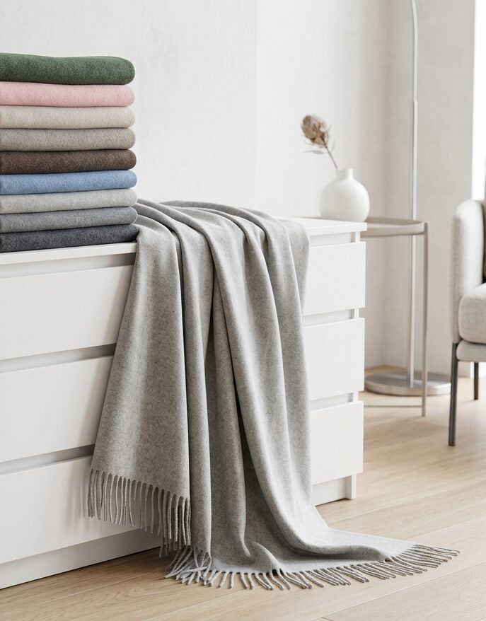 Wolldecke & Wollplaid, 90 % Merinowolle,10% Kaschmir "Faro U" rosa – Bild 9