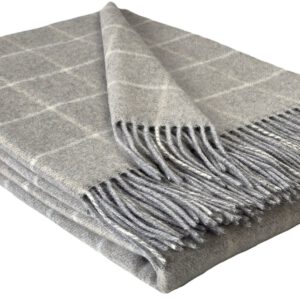 Wolldecke & Wollplaid, 90 % Merinowolle,10% Kaschmir "Faro J" hellgrau-beige