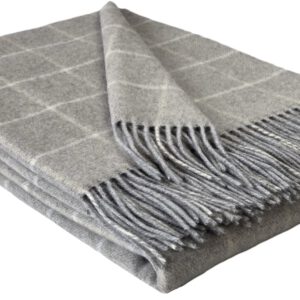 Wolldecke & Wollplaid, 90 % Merinowolle,10% Kaschmir "Faro J" hellgrau-beige