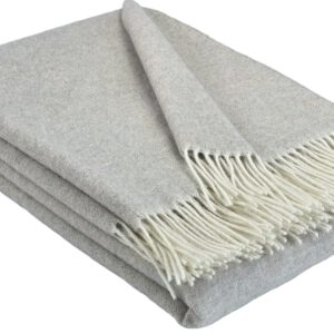 Wolldecke & Wollplaid, 90 % Merinowolle,10% Kaschmir "Faro A" beige-grau