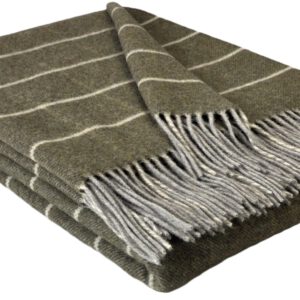 Wolldecke & Wollplaid, 90 % Merinowolle,10% Kaschmir "Faro J" hellgrau-olive