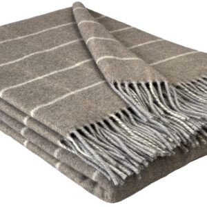 Wolldecke & Wollplaid, 90 % Merinowolle,10% Kaschmir "Faro J" hellgrau-braun