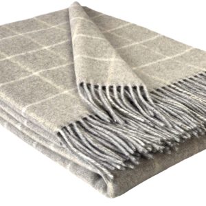 Wolldecke & Wollplaid, 90 % Merinowolle,10% Kaschmir "Faro J" hellgrau-beige
