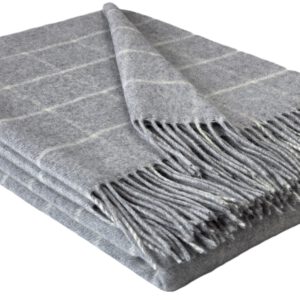 Wolldecke & Wollplaid, 90 % Merinowolle,10% Kaschmir "Faro J" hellgrau-hellgrau