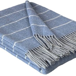 Wolldecke & Wollplaid, 90 % Merinowolle,10% Kaschmir "Faro J" hellgrau-hellblau