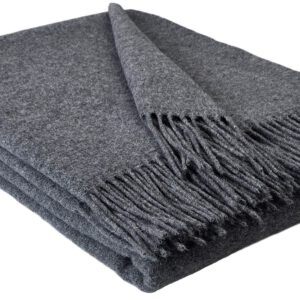 Wolldecke & Wollplaid, 90 % Merinowolle,10% Kaschmir "Faro U" dunkelgrau